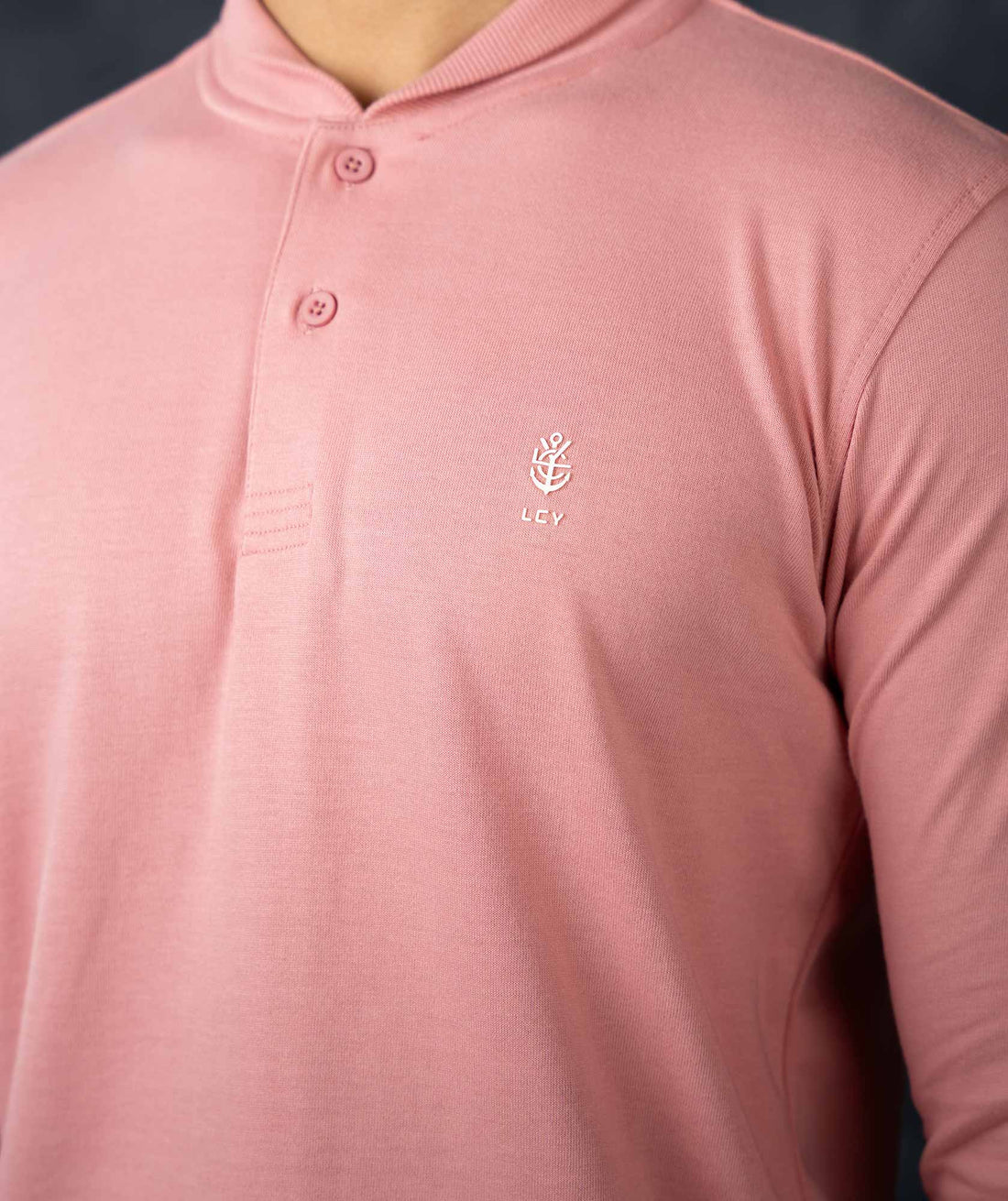 LCY | MANDARIN COLLAR LONG SLEEVE POLO LCY