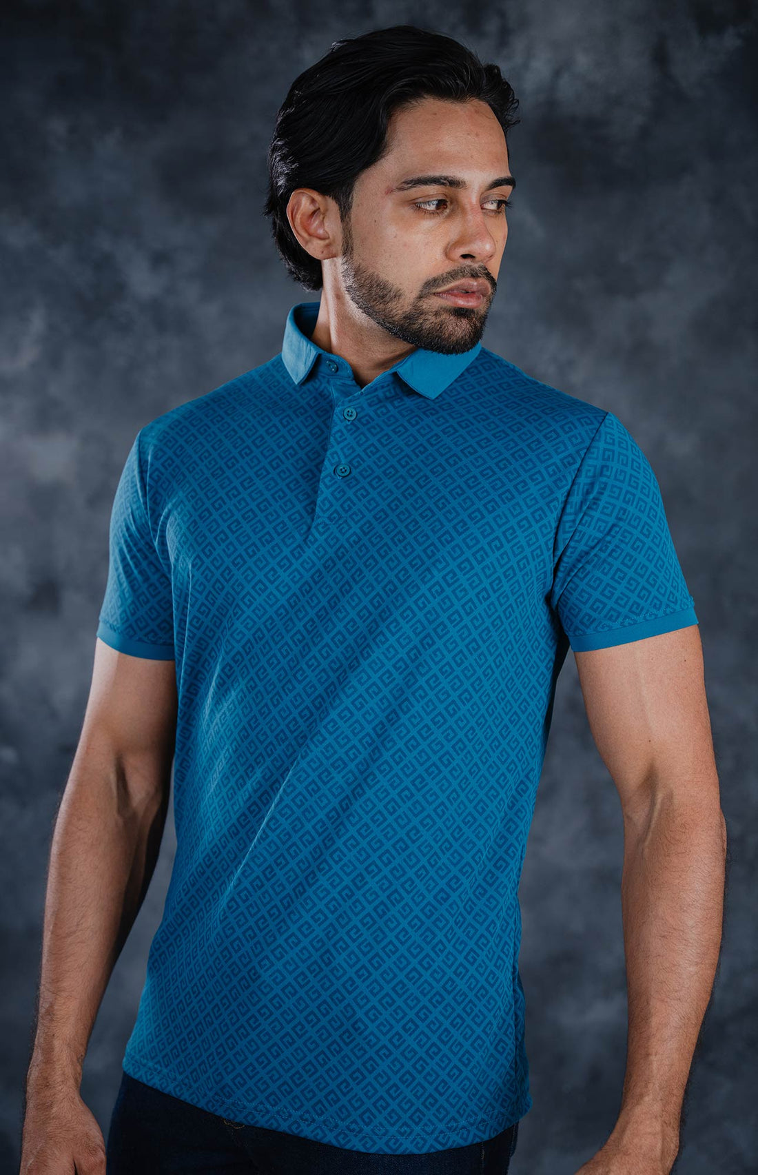 LCY | AW TONELY DARK GEOMETRIC AOP POLO LCY