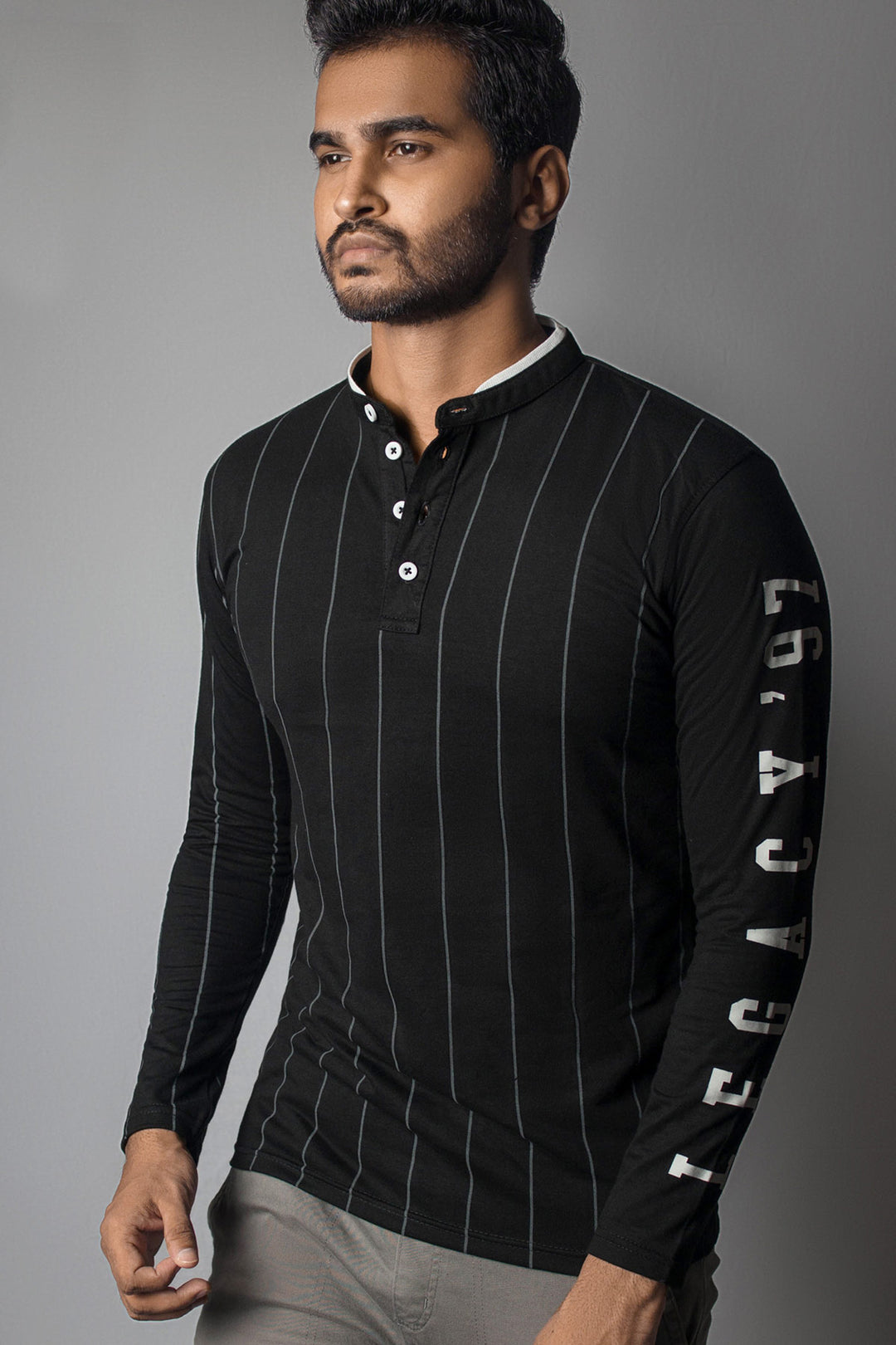 LCY | Vertical Line Long Sleeve Polo LCY