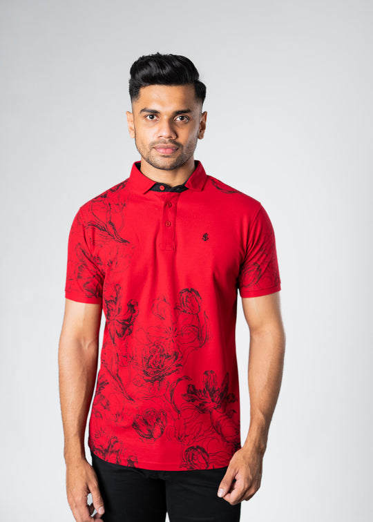 LCY | Elevated Summer Abstract Floral AOP Polo LCY