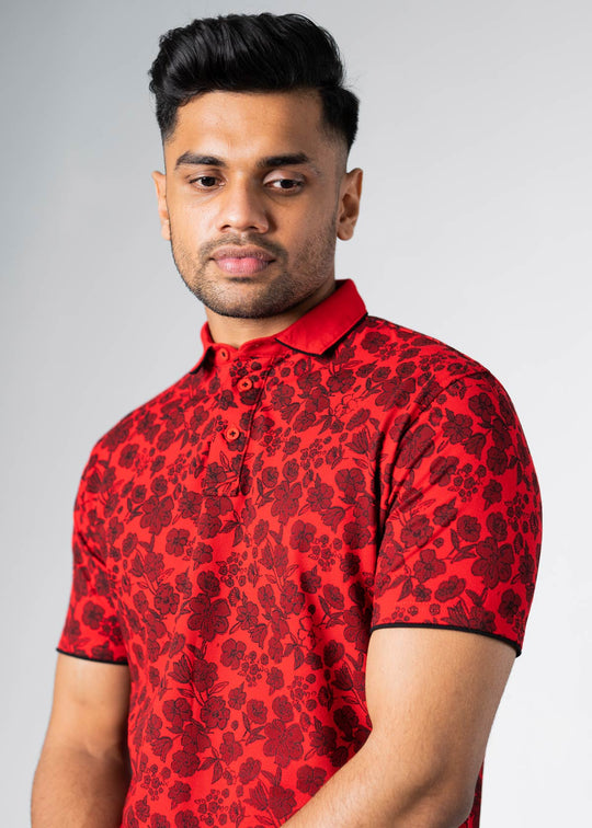 Elevated Summer Abstract Floral AOP Polo LCY