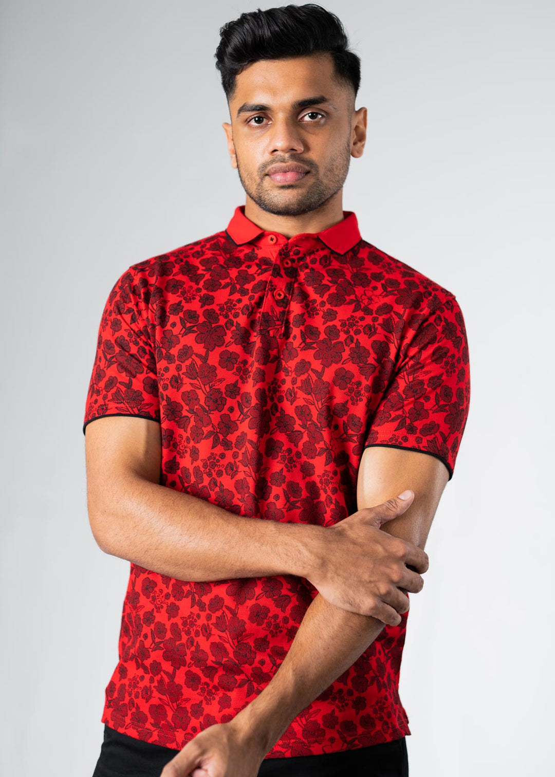 Floral polo red Clearance