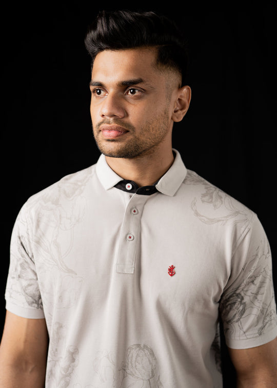 LCY | Elevated Summer Abstract Floral AOP Polo LCY